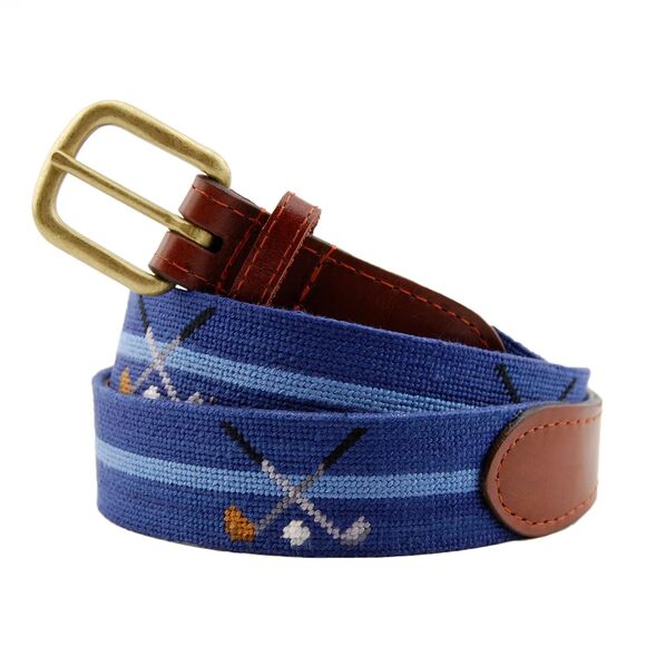 Smathers & Branson Men's Crossed Clubs Belt, Classic Navy, Size 40 - Picture 1 of 8